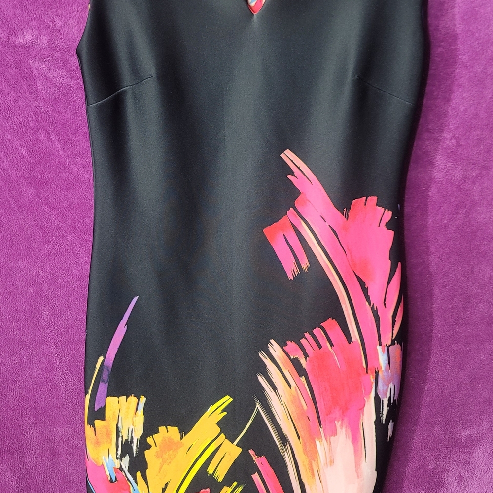 New York & Company Black Dress with Vibrant Accents
